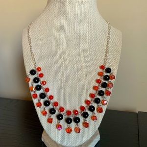 Beautiful orange & black handmade Necklace Crystal & natural stone beads…